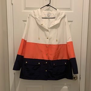 Crown & Ivy Curvy Colorblock Raincoat